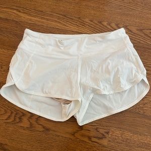 White Lululemon speed shorts